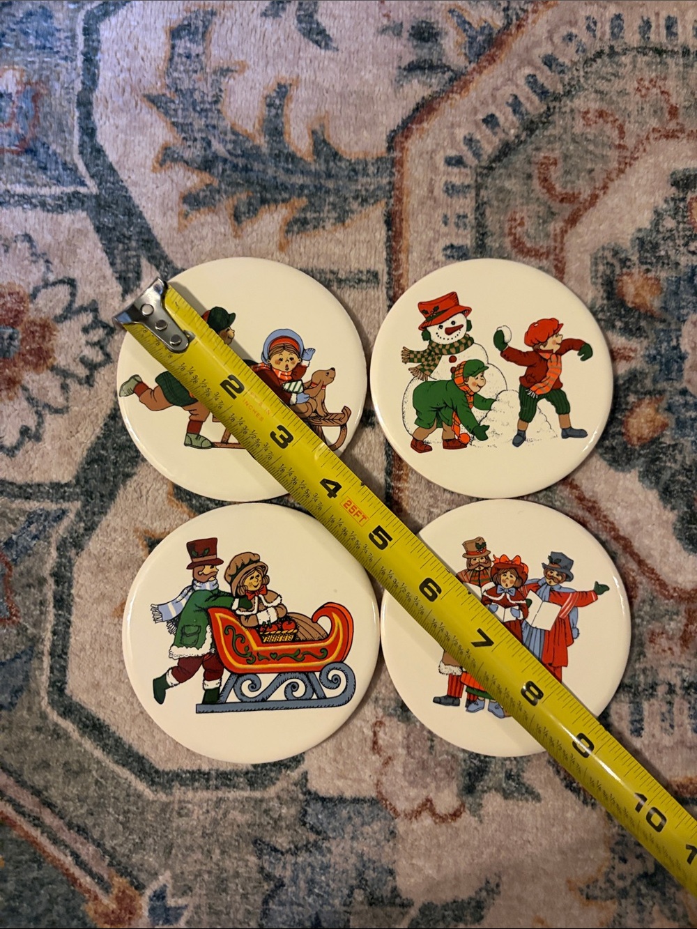 Vintage Ceramic Christmas Coaster Set -4 coasters. - Picture 3 of 3